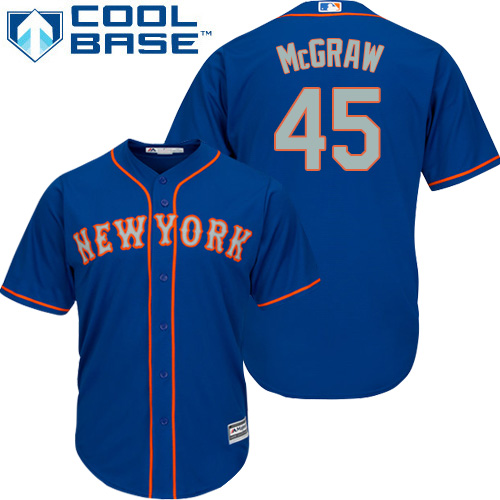 Mets #45 Tug McGraw Blue(Grey NO.) Cool Base Stitched Youth MLB Jersey